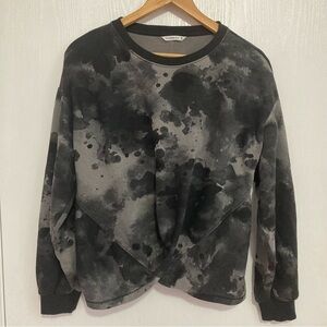 Shambhala Black Grey Tie-Dye Twist Front Sweater